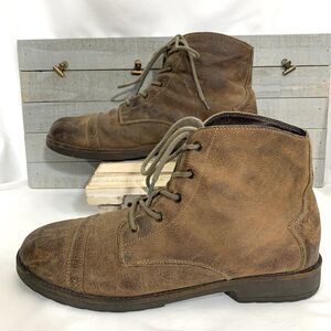 Mens Bed Stu Brown Distressed Leather Laced Boots Shoes Cap Toe Size 12 (Read)